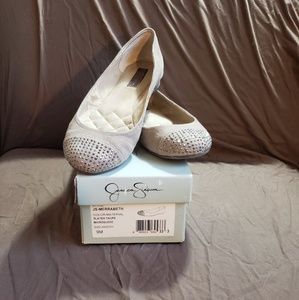 Light Tan/Cream Jessica Simpson Flats with Bling